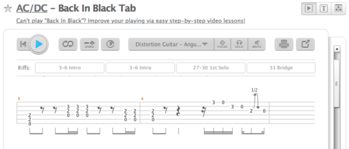 Abspielbare Tab-Notation auf songster.com Abspielbare Tab-Notation auf songster.com