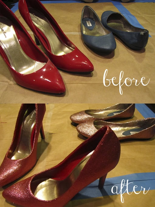 DIY glitter shoes