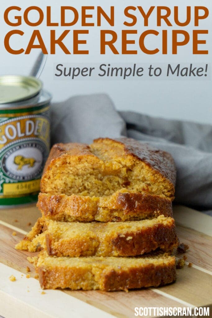 Golden Syrup Cake next to tin of Golden Syrup