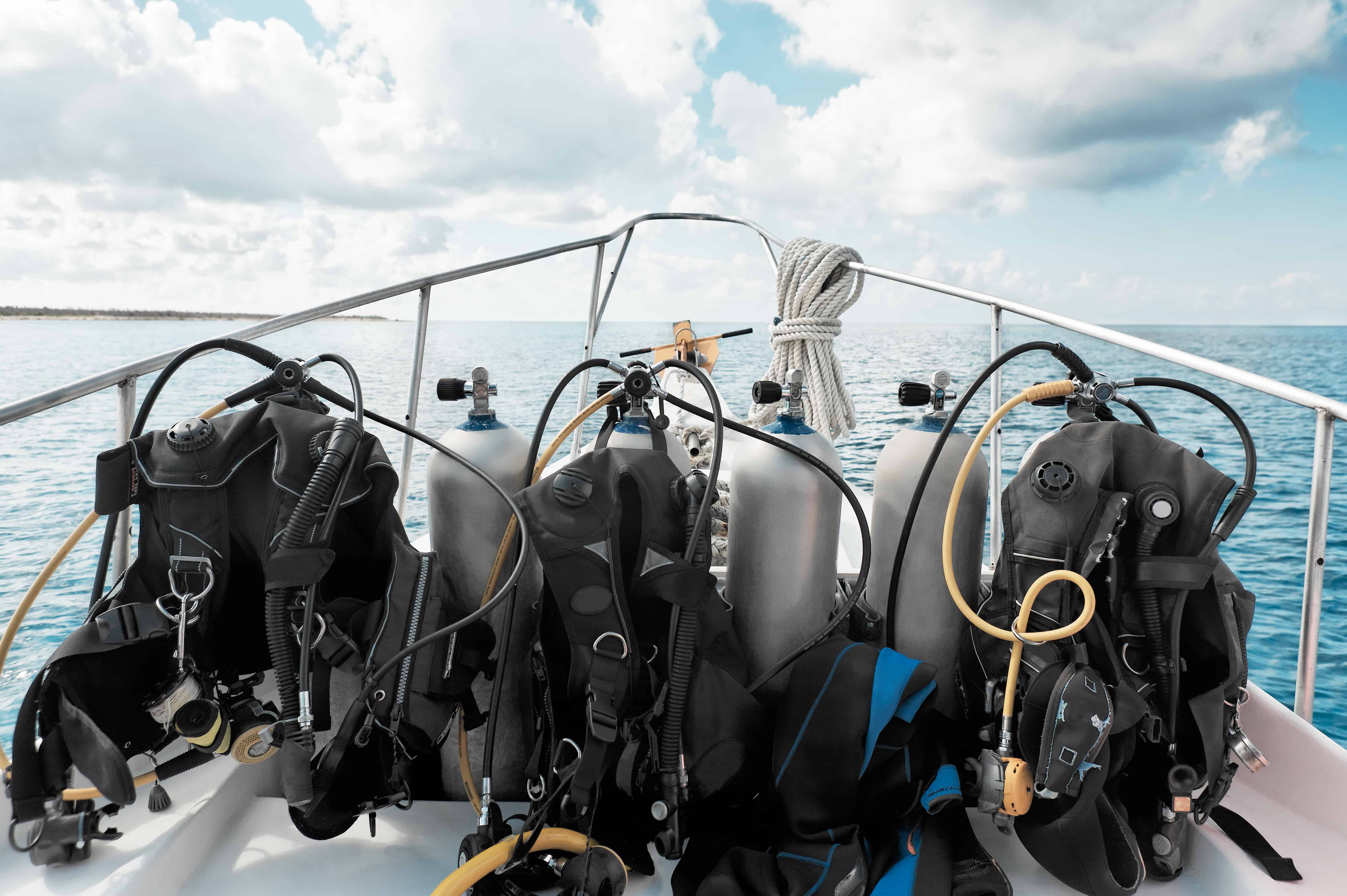 dive gear on boat ready for prep dive gear on boat ready for prep