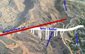The Whittier-Elsinore Fault runs through the property and near the bridge abutments.
