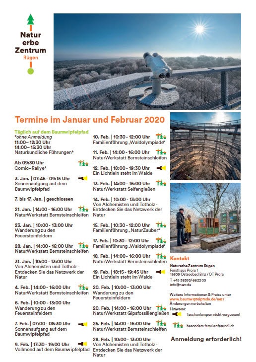 Programm Baumwipfelpfad Prora Jan/Feb 2020