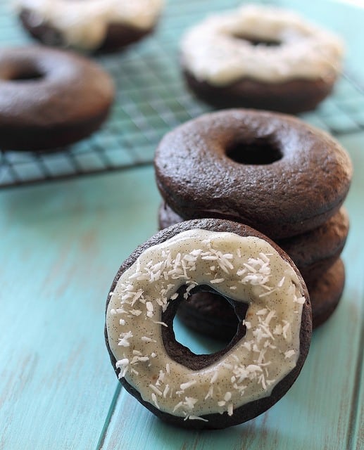 Paleo Chocolate Donuts With Coconut Vanilla Bean Icing