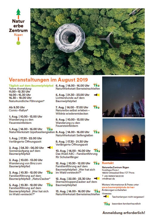 Veranstaltungen Naturerbezentrum Prora-August 2019