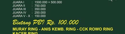 Kelas - harga tiket dan hadiah Lomba Burung Piala Raja7