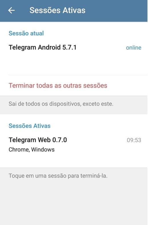 conta telegram