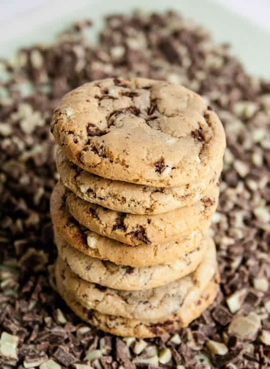 chocolate cookies with andes mint chips