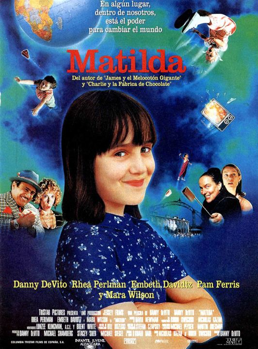 Puede verse el cartel de la película Matilda, una de nuestras películas en esta Recopilación de películas navideñas.