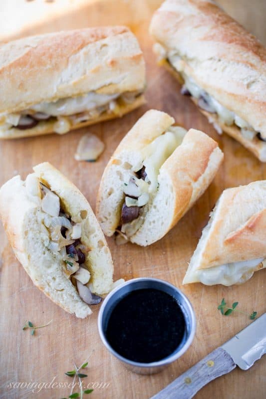 Vegetarian French Dip with Mushroom Jus Saving Room for Dessert