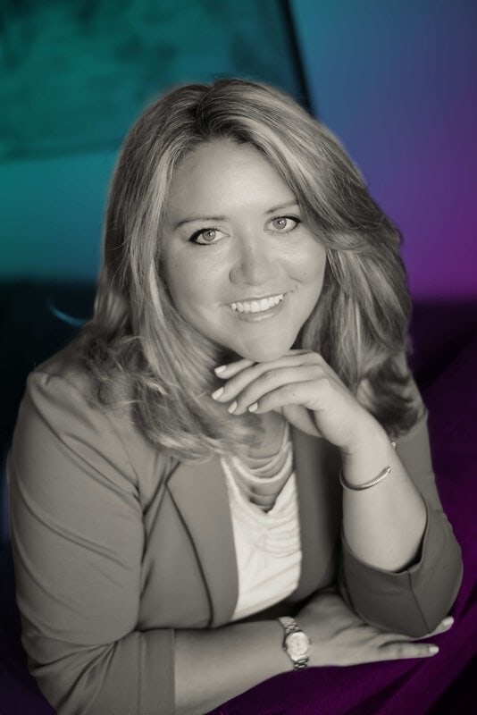 Lauren Hall with colorful background
