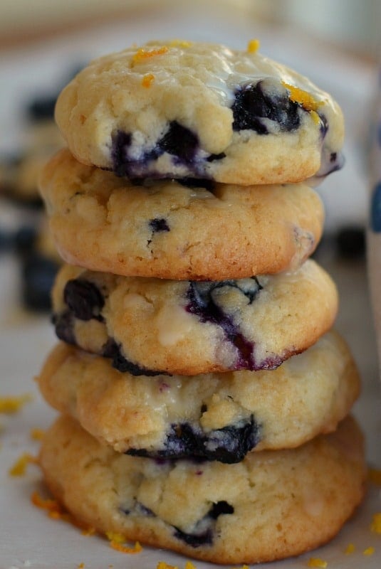 Blueberry Cookies with an Easy Three Ingredient Orange Glaze