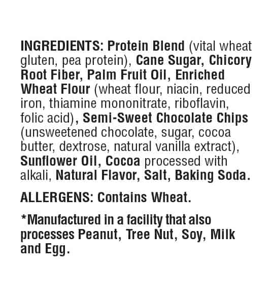 Ingredients and allergens panel of Lenny&Larrys The Complete Crunchy Cookies