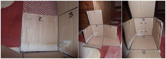 Menyatukan bagian demi bagian dengan stappler hingga membentuk sebuah kotak
