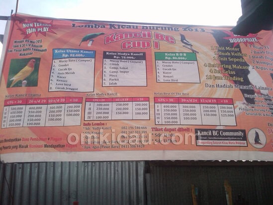 Spanduk Lomba Kancil BC Cup, 5 Mei 2013.