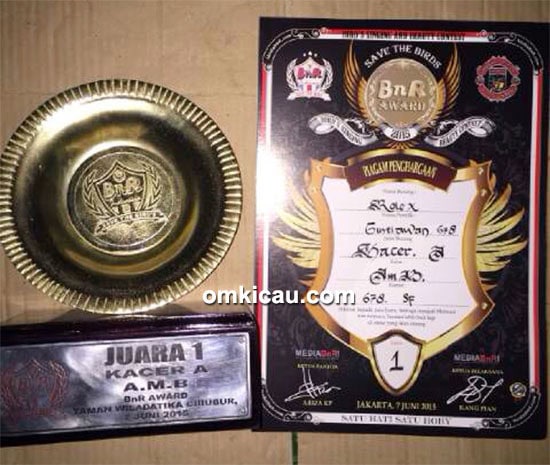 Trofi dan piagam Rolex di BnR Award