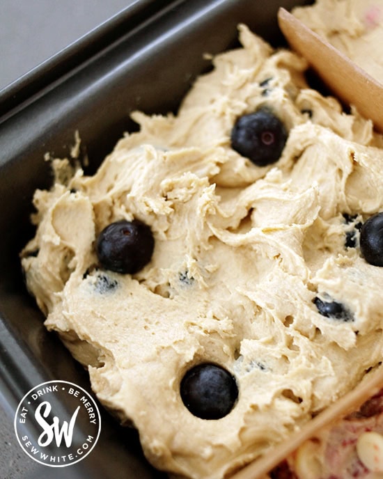 Blueberry cookie trybake ready to go in the oven.
