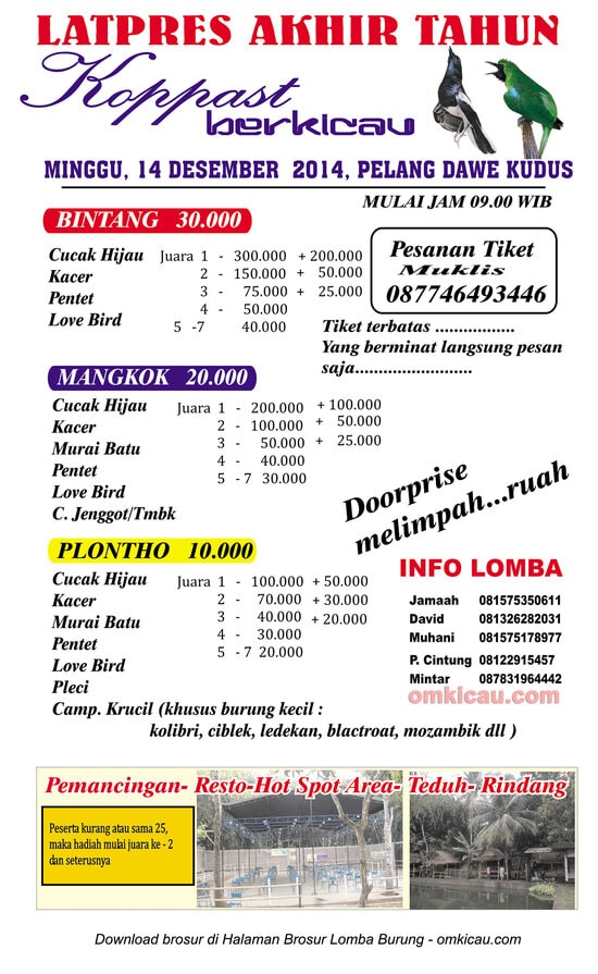 Brosur Latpres Akhir Tahun Koppast Berkicau, Kudus, 14 Desember 2014