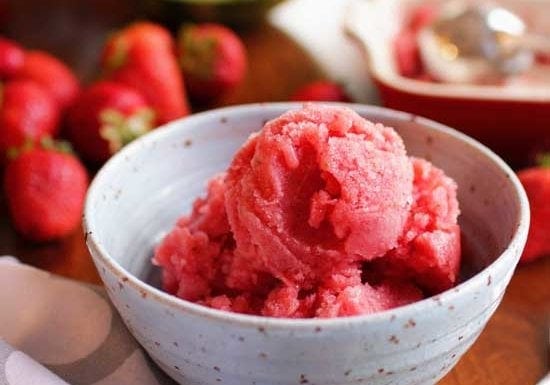 Watermelon Strawberry Sorbet For One | One Dish Kitchen