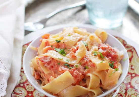 Pasta with Vodka Sauce For One | Onedishkitchen.com
