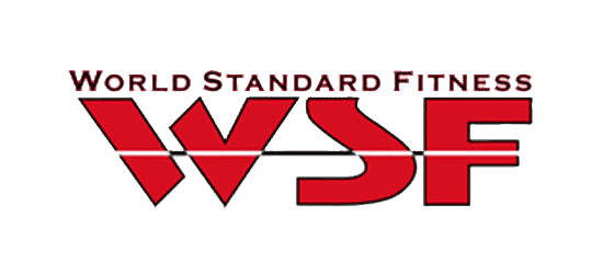 world standard fitness logo wsf letters in bold red writing with line through it
