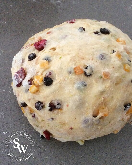 the fresh hot cross bun dough ready to be shaped.