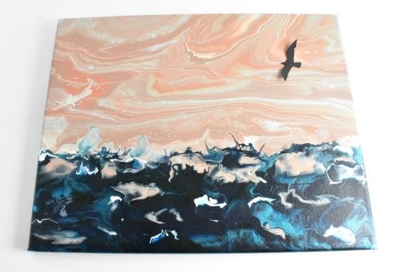 Acrylic Paint Pouring Sunset Beach Scene Homebody Hall