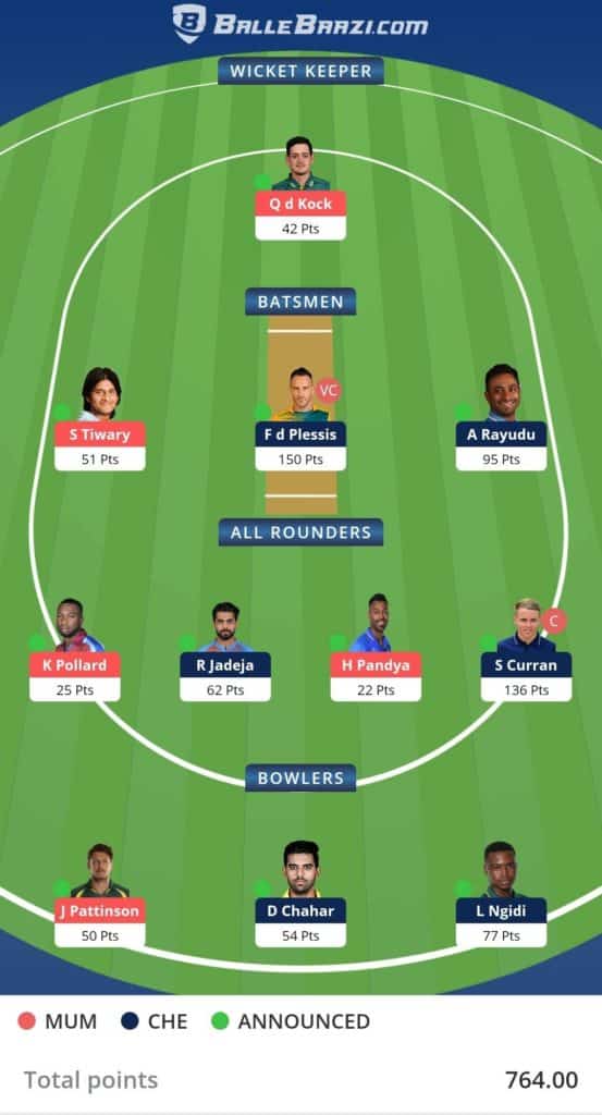 Ballebaazi Classic Fantasy Cricket Team Screenshot