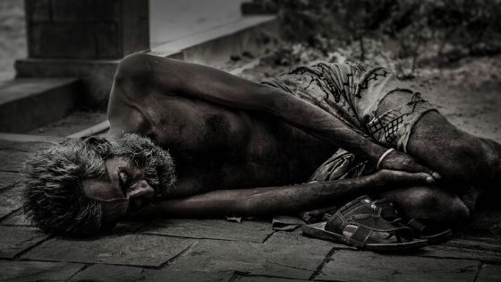 Homeless Starving Without Food