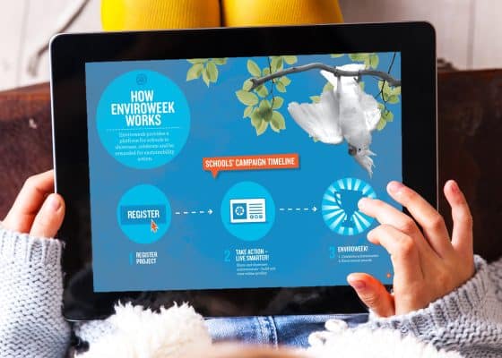 Enviroweek campaign design shown on ipad