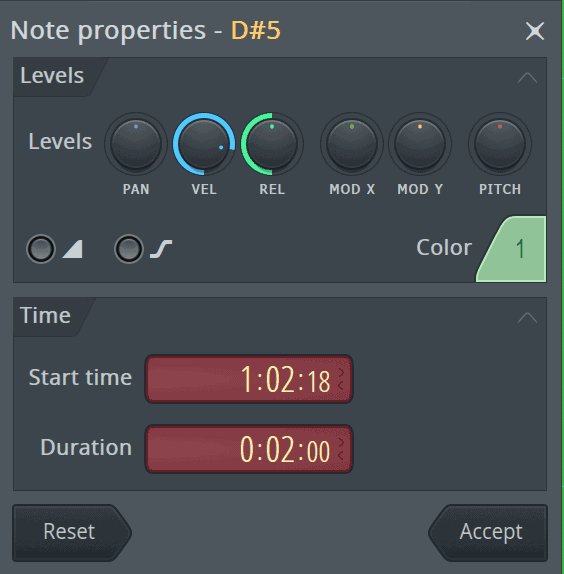 FL Studio Note Properties