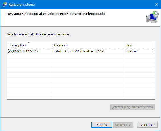 Restaurar Windows 10 a un punto anterior