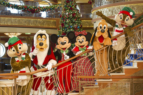 In the spirit of holiday cheer, Disney Cruise Line adds sparkle to each ship during Very Merrytime Cruises, with Disney characters dressed in festive attire, special stem-to-stern holiday events, traditional