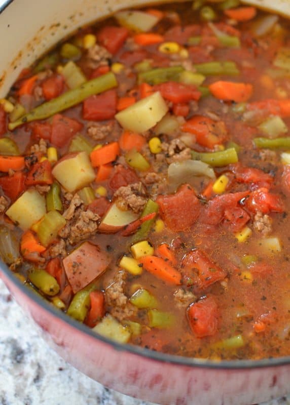 Easy Hamburger Vegetable Soup | Small Town Woman