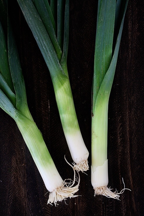 close up of leeks