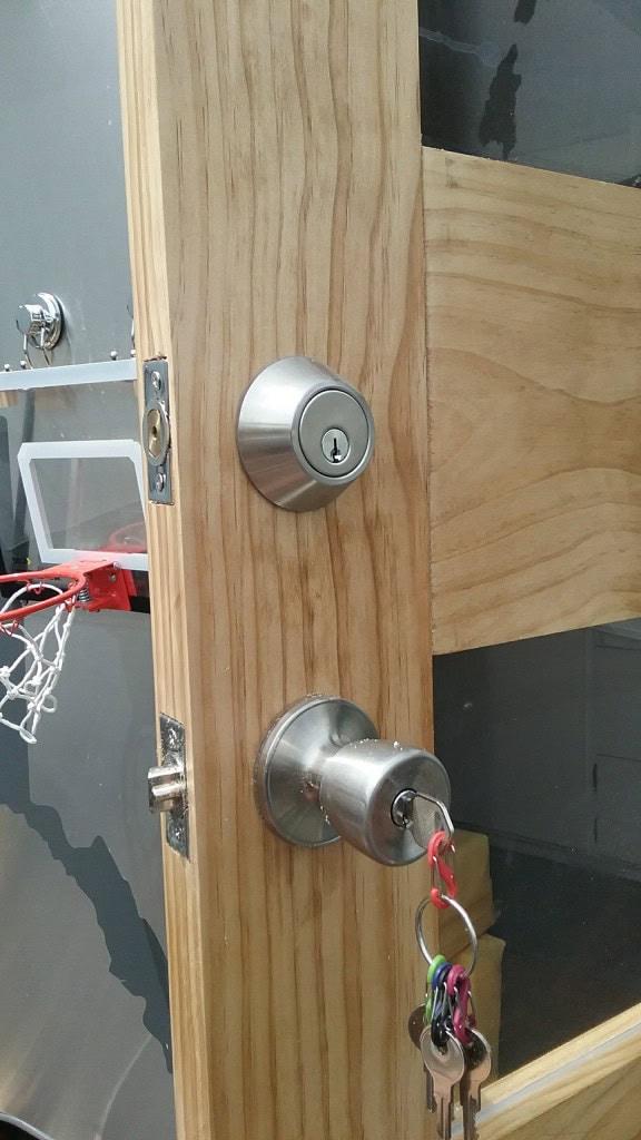 We added the deadbolt too, we weren't necessarily set on that but figured why not since we have some extra time waiting for parts.