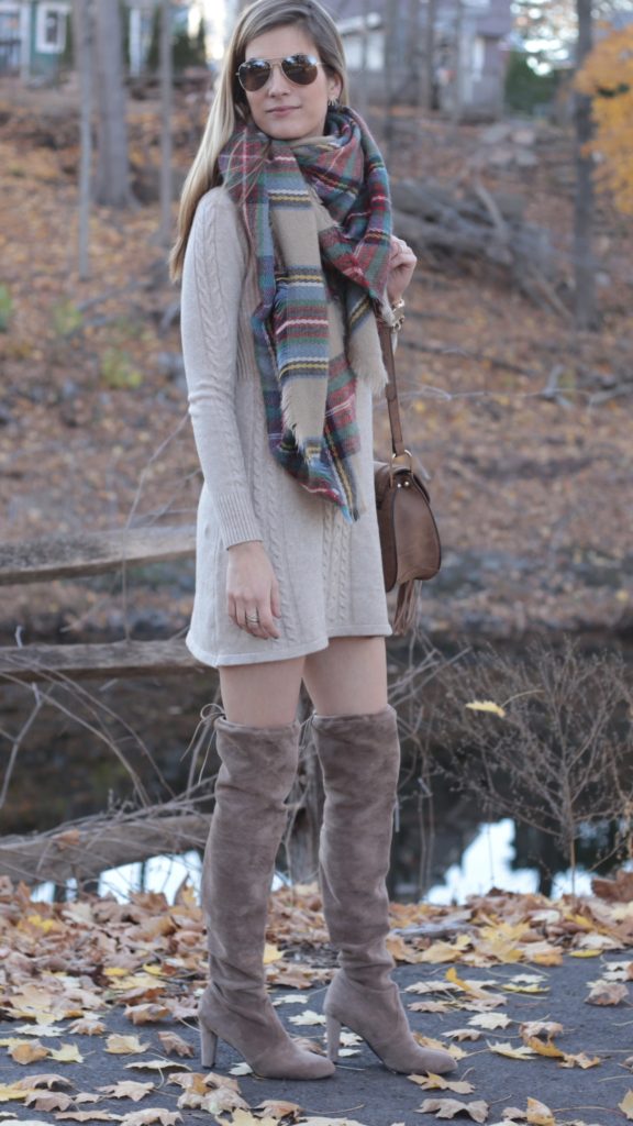 sweater dress with scarf