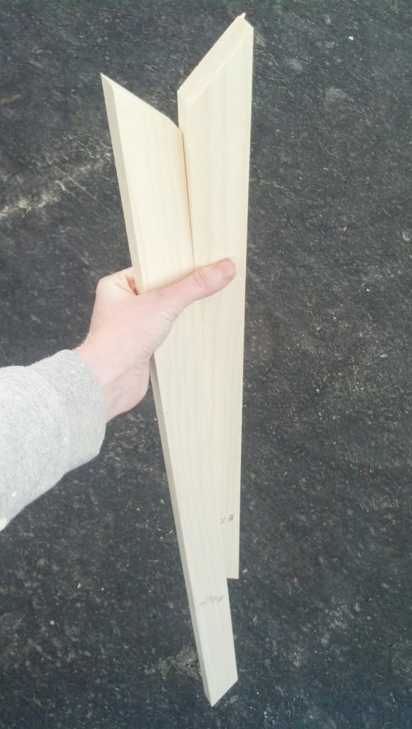 Cutting up the trim for the doors inside