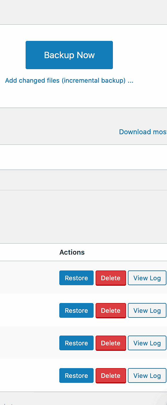Updraftplus backups