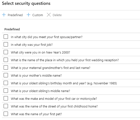 Office 365 Password Reset Security Questions