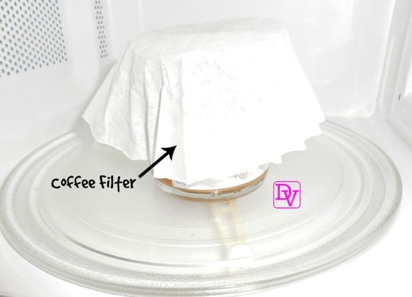 Coffee Filter Hack, Coffee, Filters, ReUse, Microwave, Spatter, Clean, Easy to Use, Cleaning, Clean up, rental home, traveling,vacation, good use, jars, containers, platers, covers, spatter proof, dana vento, travel blogger, food blogger