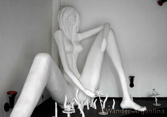 WA-high-end-telo-entrance A statue of a naked female in a high-end telo, or sex hotel, entrance in Palermo, Buenos Aires