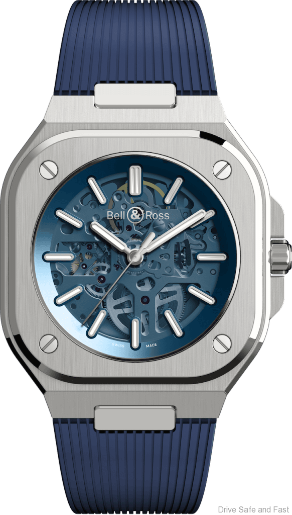 BELL & ROSS BR 05 Skeleton Blue rubber strap