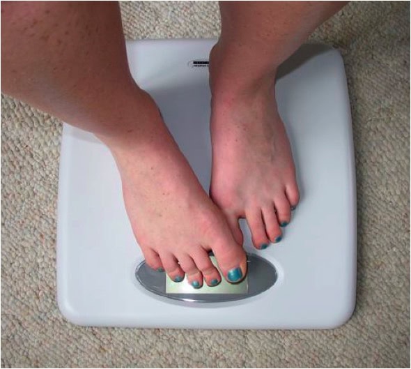 Woman Weighing Herself