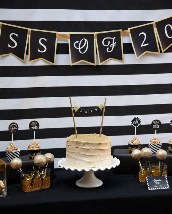 Black and Gold Graduation Party - Pretty My Party - Party ...