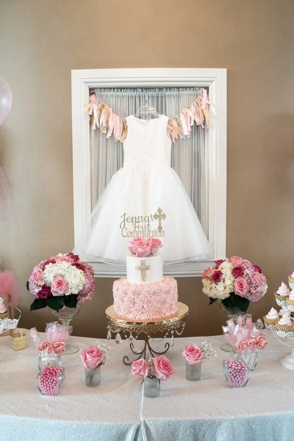 Elegant Pink First Communion Celebration | Pretty My Party Elegant Pink First Communion Celebration | Pretty My Party