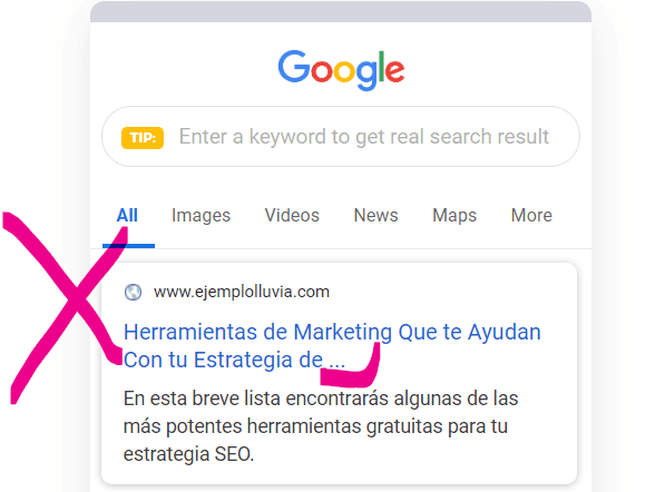 Redacción SEO etiqueta title incorrecta