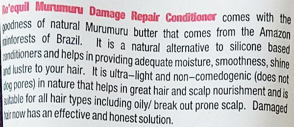 Re'equil Murumuru butter repair damange conditioner review- claims