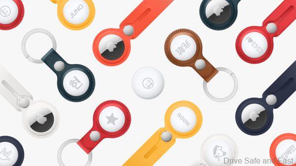 Apple Airtags with engravings and accessories