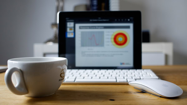 computer with marketing data on