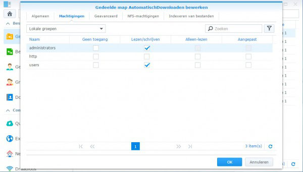Geef de admin gebruiker lees en schrijfrechten en doe hetzelfde voor de lokale groepen 'users' en administrators'.